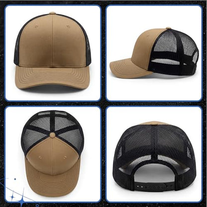 4 Pack Mens Trucker Hat Baseball Cap Adjustable Breathable Mesh Golf Hat Side Durable for Men Woman - color: Navy Blue,blue,black,khaki