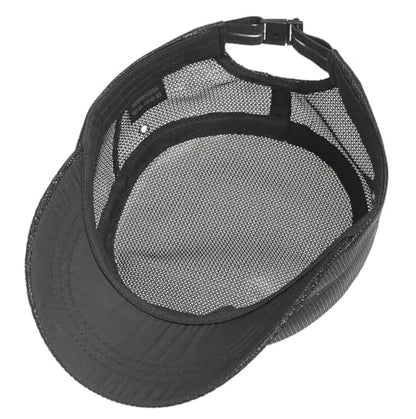 Initlove Cadet Army Cap for Men Women Military Hat Mesh Flat Top Hats for Summer - color: Dark Grey