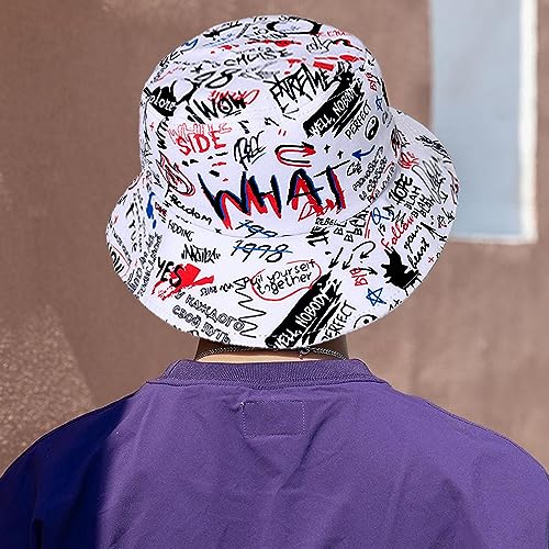 Packable Reversible Printed Bucket Hat Unisex for Men Women Beach Fisherman Cap - color: White-2