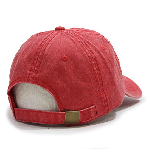 Classic Blank Dad Hat Cotton Adjustable Strap Baseball Cap - color: Red Washed