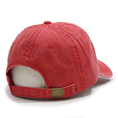 Classic Blank Dad Hat Cotton Adjustable Strap Baseball Cap - color: Red Washed
