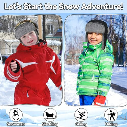 Olreco Waterproof Toddler Winter Hat Warm Fur Fleece Baby Boy Winter Hat Kids Snow Hats Girls Boys Trapper Hats with Earflaps - color: Waterproof Desert Camo With Grey Fur, size: 2-5T