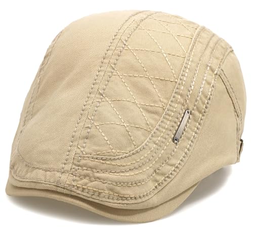 Initlove Mens Newsboy Cap Cotton Ivy Hat Beret Hats for Driving - color: A Beige