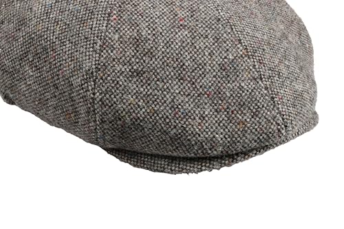 8 Panel Wool Blend Newsboy Cap – Classic Tweed & Herringbone Baker Boy Hat for Men & Women - color: Beige Tweed, size: Large