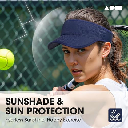 Sweat-Wicking Sports Sun Visor Women Men Adjustable for Tennis Golf Running - color: Sapphire Blue