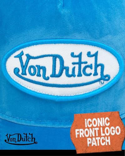 Von Dutch Unisex Velvet Trucker Hat, Curved Bill, Mesh Back, Snapback - color: Blue