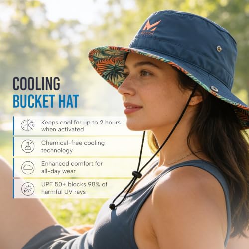 MISSION Cooling Bucket Hat - Unisex Wide-Brim Hat for Men & Women - Lightweight, Foldable & Durable - Cools Up to 2 Hours - color: Sea Palm