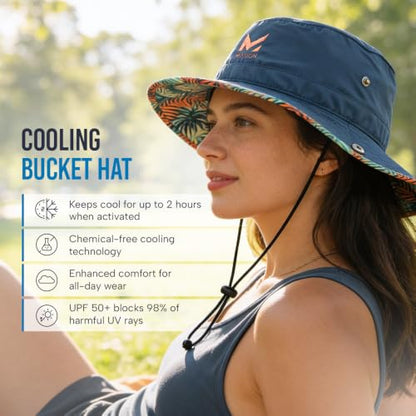 MISSION Cooling Bucket Hat - Unisex Wide-Brim Hat for Men & Women - Lightweight, Foldable & Durable - Cools Up to 2 Hours - color: Sea Palm