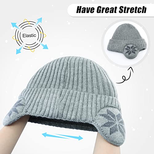 BAVST Hat for Men Knitted Beanie Women Winter Hats Men’s Stretchy Caps Outdoor Beanies Fleece Lined Ear Warmer - color: X-light Grey