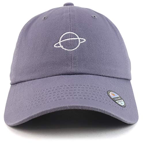 Trendy Apparel Shop Planet Embroidered Low Profile Soft Cotton Dad Hat Cap - color: Grey