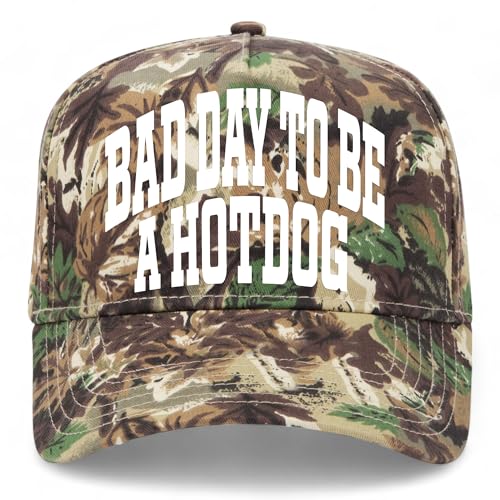Bad Day to Be A Hotdog Collegiate Hat - color: Woodland Camo