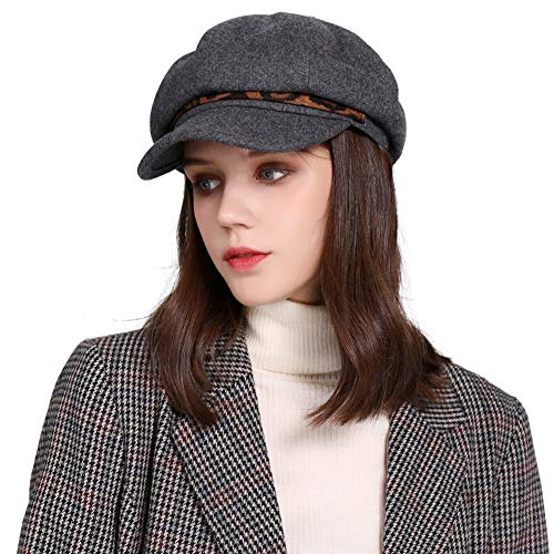 Comhats Women's Wool Winter Warm Newsboy Hats, Fashion Pageboy Beret Cap - color: 91611_gray, size: Medium