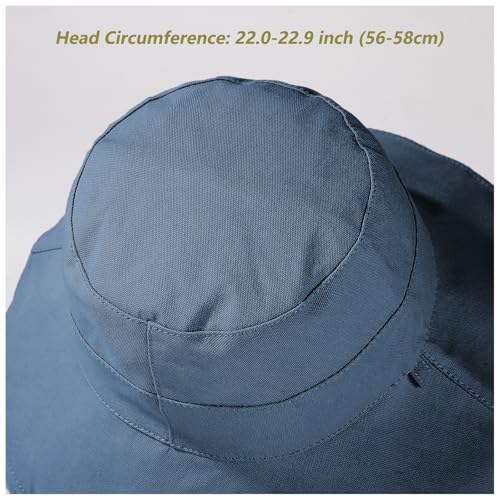 vidsel Womens Sun Hats Wide Brim Reversible Bucket Cotton Hat with Hat Clip - color: Navy Blue, size: Medium
