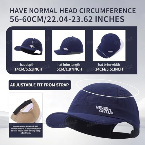Quick Dry Short Brim Baseball Cap Lightweight Unstructured Sports Hat Trucker Cap Waterproof Umpire Sun Hat - color: Mg-xzcbsudy2515-navy Blue