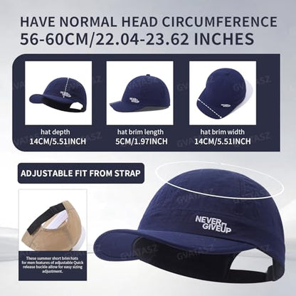 Quick Dry Short Brim Baseball Cap Lightweight Unstructured Sports Hat Trucker Cap Waterproof Umpire Sun Hat - color: Mg-xzcbsudy2515-navy Blue