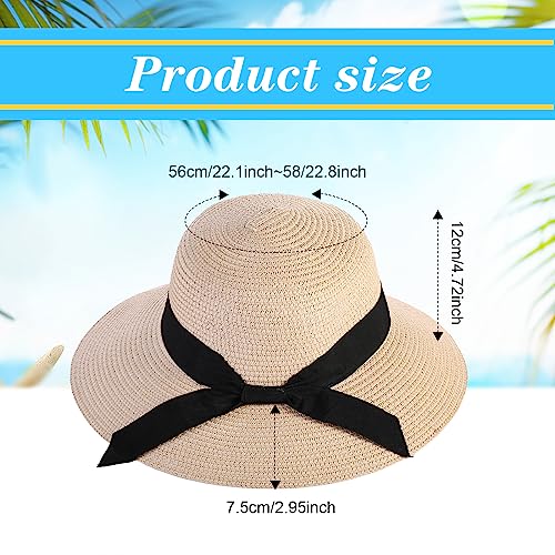 Roshtia 6 Pcs Women Sun Hat Straw Sun Visor for Women Summer Packable Ponytail Beach Hats for Women Travel UPF 50+ - color: Beige, style: Stylish Style