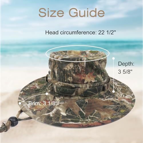 Bucket Hat UV Protection Sun Hat, Boonie Fishing Safari Hats for Outdoors - color: Forest Camo