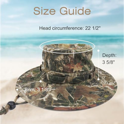 Bucket Hat UV Protection Sun Hat, Boonie Fishing Safari Hats for Outdoors - color: Forest Camo