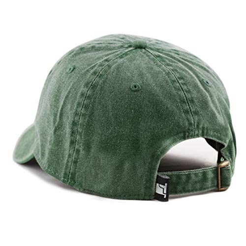 The Hat Depot 100% Cotton Pigment Dyed Low Profile Dad Hat Six Panel Cap - color: 1. Green