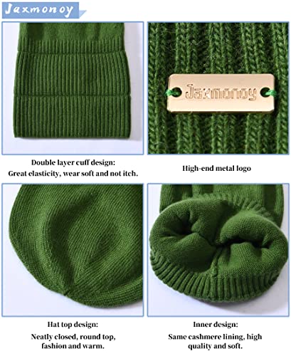 jaxmonoy Slouchy Beanies for Women Winter Lightweight Ladies Knit Hat Cuffed Soft Warm Slouch Beanie Cap - Brown - color: Green