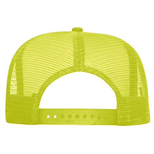 OTTO Neon Polyester Foam Front 5 Panel High Crown Mesh Back Trucker Hat - color: N.ylw/Wht/N.ylw