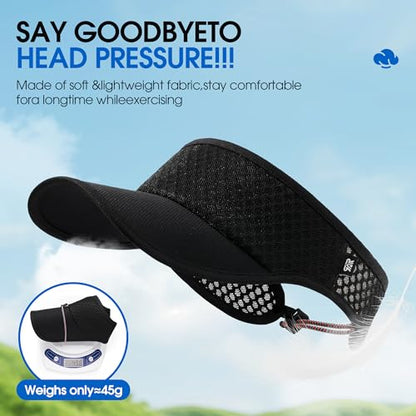 AUSFLUG Sun Visor Hat Men Women - Moisture Wicking Lightweight Sports Cap - color: Black