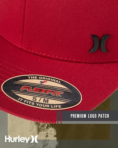Hurley Mens Curved Brim Flexfit Baseball Cap - color: Gym Red, size: Large-X-Large