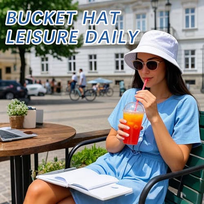 Bucket Hats Bulk Solid Color DIY Blank Hat Bucket Hats for Men, Women and Adults - color: 50 Pcs White