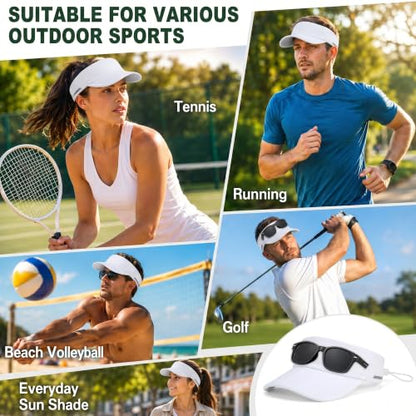 Sun Visor Caps Foldable Brim Adjustable Visor Hats for Women Men - color: 2# White