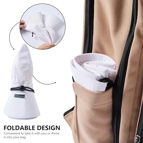 UPF 50+ Bucket Sun Hat with Laser Perforated Mesh Cooling Adjustable Breathable Lightweight for Outdoor Men Women - color: White & Light Grey