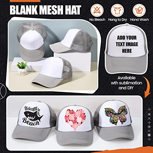 Tarpop 10 Pcs Sublimation Blank Trucker Hats Bulk - color: Grey and White