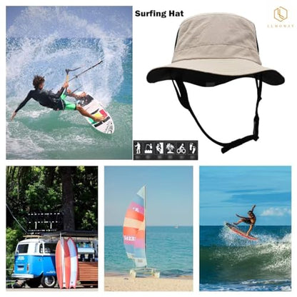Mens Womens Surf Bucket Hat Waterproof UPF50+ Foldable Beach Sun Hats - color: Khaki