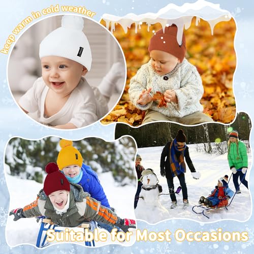 Zando Toddler Winter Hat & Pom Pom Beanie, Double Layer Knit Cap for Boys & Girls - color: Yellow, size: 3-8 Years