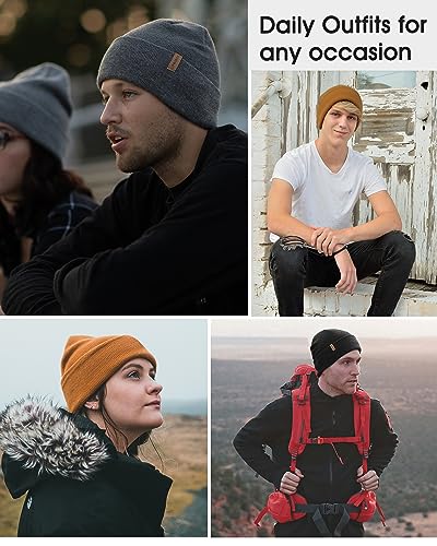 FURTALK Beanie for Men Women Cuffed Thick Knitted Winter Hat Skull Cap - color: Brown