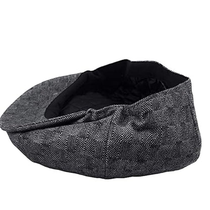 Men's Classic 8 Panel Wool Blend Newsboy Snap Brim Collection Hat - color: Black-nsb3052, size: Medium