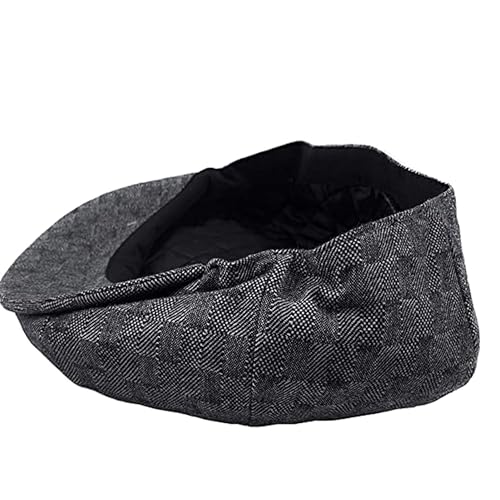 Men's Classic 8 Panel Wool Blend Newsboy Snap Brim Collection Hat - color: Black-nsb3052, size: Large