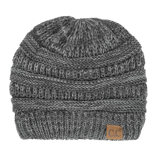 C.C Exclusives Cable Knit Beanie - Thick, Soft & Warm Chunky Beanie Hats - color: 6242 Dk Gray / Lt Gray