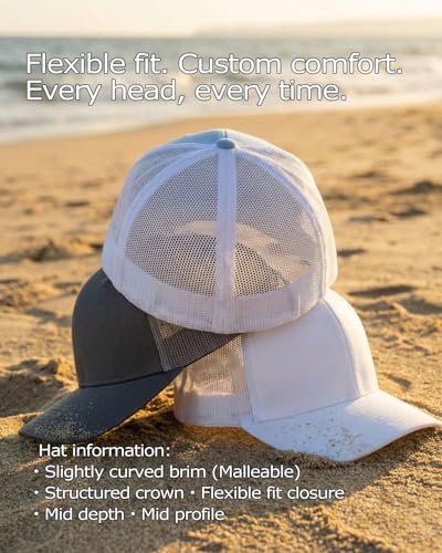 Zylioo XXL Fitted Trucker Hat,Large Stretch Mesh Summer Cap for Men Women - color: Blue-white, size: Medium-Large