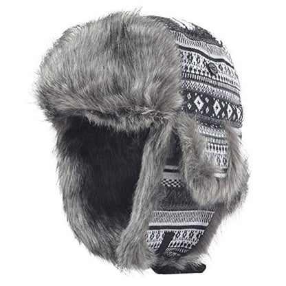 Janey&Rubbins Russian Hat Fur Soviet Ushanka Cossack Winter Cap Earflap Snow Ski Headwear - color: Silver/Knitted, size: Medium