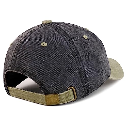 Trendy Apparel Shop Dad Embroidered Pigment Dyed Low Profile Cotton Cap - color: Black Khaki