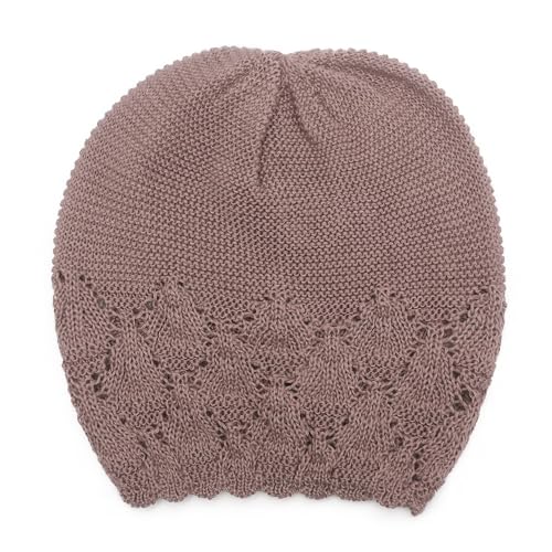 ZLYC Crochet Slouchy Beanie for Women Soft Lightweight Skull Cap - color: Solid Purple