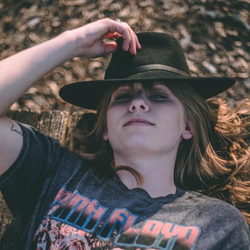 DRESHOW Women Classic Felt Fedora Wide Brim Floppy with Belt Buckle Panama Hat - color: 1 Pack: Felt Fedora Black