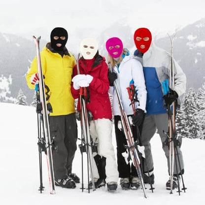 3 Hole Ski Mask, Knitted Balaclava Face Mask, Winter Full Face Mask Cover for Winter Outdoor Sports - color: White