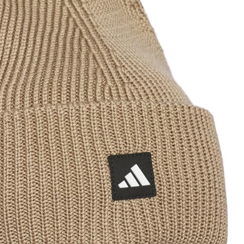 adidas Men's Premium Cuff Fold Beanie - color: Warm Sandstone Beige/Black/White