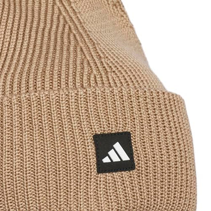 adidas Men's Premium Cuff Fold Beanie - color: Warm Sandstone Beige/Black/White