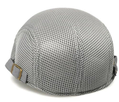 Initlove Mens Mesh Newsboy Cap Breathable Beret Ivy Hat Cabbie Driving Hats for Women - color: Light Grey