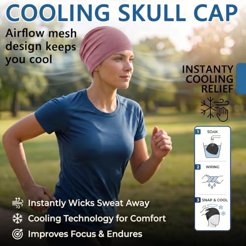 2 Pack Cooling Skull Cap for Men Women, 3D Mesh Sweat Wicking Beanie - color: Dark Gray+pinkish Purple