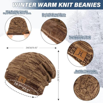 FZ FANTASTIC ZONE Men's Winter Beanie Hats Neck Warmer Warm Infinity Scarf - color: Khaki