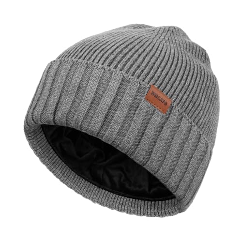 Wmcaps Fleece Lined Knit Beanie for Men Women, Soft Warm Winter Hat - color: Grey