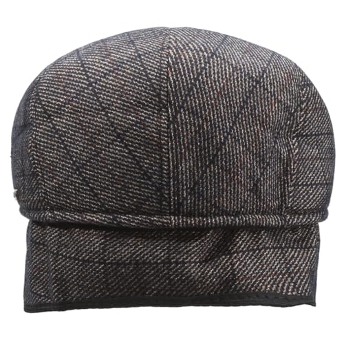 Men's Newsboy Hat with Earflaps Flat Ivy Caps Irish Cabbie Cap - color: Coffee Square